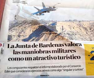 Article de presse avion de chasse dans les Bardenas.