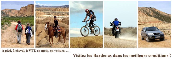 Le désert des Bardenas Reales à pied, à cheval, à vtt, à moto et en 4x4.