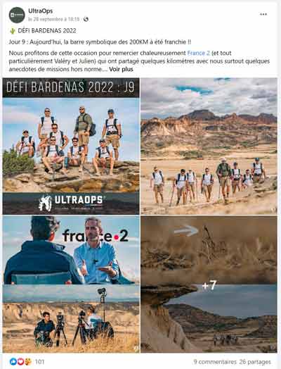 Le FaceBook de l'association, avec de nombreuses photos prises dans le désert des Bardenas.